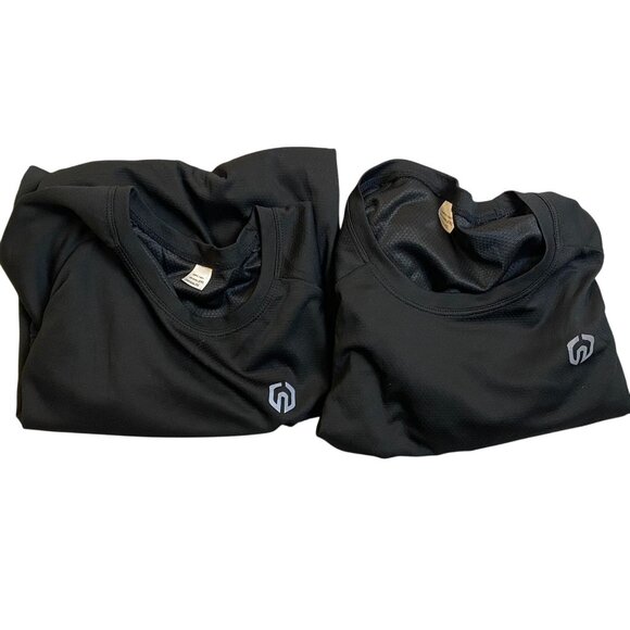 Two Mens Black Short-Sleeve Athletic T-Shirt XL Moisture-Wicking Lightweight - Picture 1 of 8